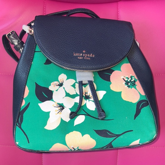 Kate Spade Leila Lily Blooms Medium Flap Backpack - Picture 1 of 8